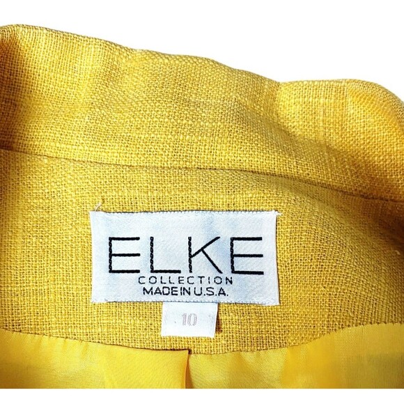 Vintage 80s Elke Collection 100% Linen Marigold Half Sleeve Blazer Size 10 - Picture 8 of 8